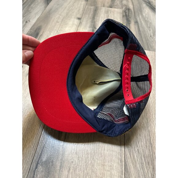 Vintage Arvin Tri Stripe Trucker Hat One Size Fits All Made In USA Navy & Red Me - Picture 5 of 7